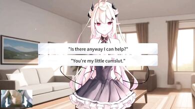 Blonde demon babe destroys dick in hardcore anime game creampie