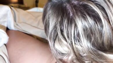 Her mouth worshipping my thick cock stuffed down her throat