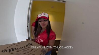 Pizza delivery girls get fucked and creampied anal