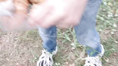 Brunette gets pussy eating and cum in mouth deep in the woods dirty talk