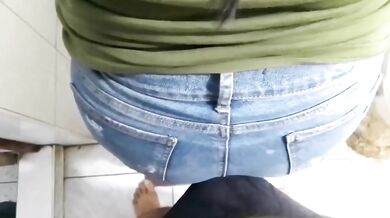 Mature Milf fucking in bathroom panties pulled aside raw HD