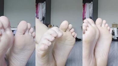 Blonde milf gives cum-covered feet massage with long nails