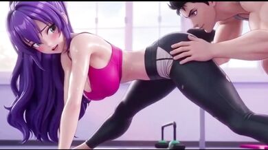 Yoga teacher destroyed hot girl behind in yoga class hentai porn