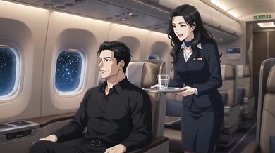 Futanari flight attendant bred hard in the sky loud moaning squirt