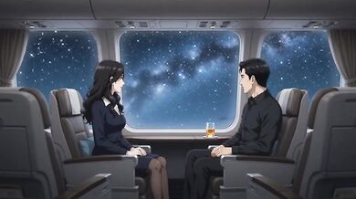 Futanari flight attendant bred hard in the sky loud moaning squirt