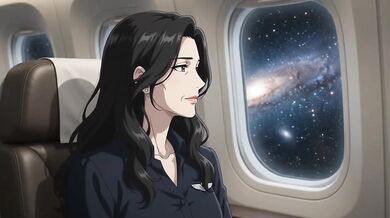 Futanari flight attendant bred hard in the sky loud moaning squirt