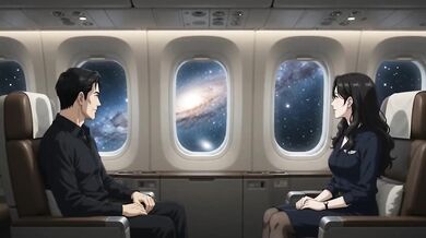 Futanari flight attendant bred hard in the sky loud moaning squirt