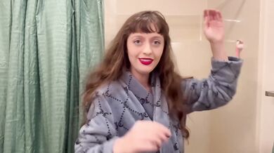GRWM before my shower with a hot skinny brunette getting sloppy