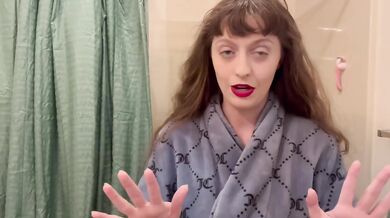 GRWM before my shower with a hot skinny brunette getting sloppy