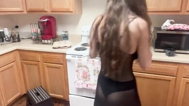 Baking in See-Thru Lingerie Muffin Mess Gets Sticky Messy Solo Session