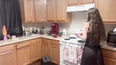 Baking in See-Thru Lingerie Muffin Mess Gets Sticky Messy Solo Session