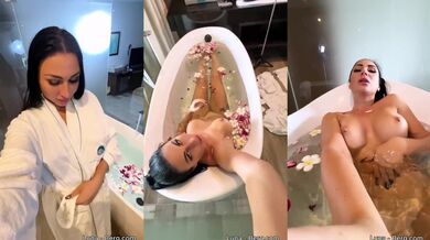Lonely busty wife bath solo fingerfucks herself to climax thinking of husband's friend