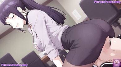 Naruto Shippuden Boss Hinata Hyuga deepthroat blowjob in office hentai