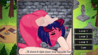 Holy knight’s mighty member destroys Satan’s spawn in a loud creampie blowjob