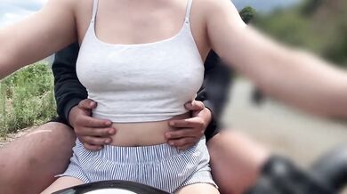 DiDi Client spies no bra then fingers Latina’s panties till she squirts cream