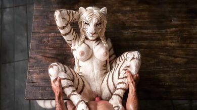 White Tigress Spread Gets Ravaged on Table by Big Cock