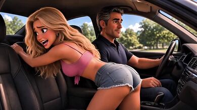 Stepdad wrecks his slutty stepdaughter in the car hentai