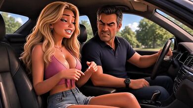 Stepdad wrecks his slutty stepdaughter in the car hentai