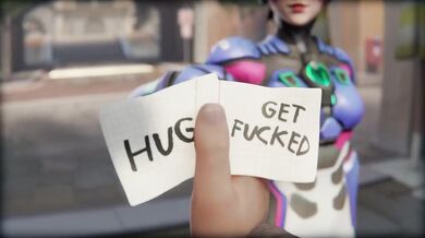 Hot D.Va destroyed by massive dicks facial cumshot threesome gamer girl