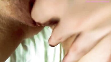 Hot blonde gets soaked fingering herself right in your face