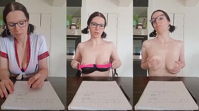 Massive tits squished in solo massage milked full body cumloads