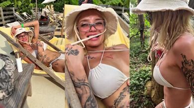 She Seduce a Worker and Drag Him into Forest Big Hard Throat