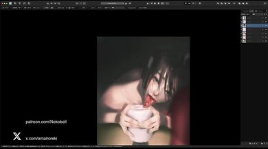 Asian Onahole with Long Tongue Squeezed Dry