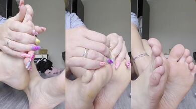 Hot blonde milf kneels for intense feet massage and gushing cum on feet