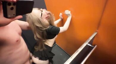 She got caught in elevator face fucked raw with big cum on her lips