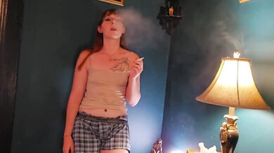 Redhead smoker milfs choke on burning cigarettes