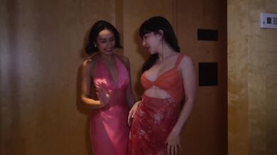 Real first time lesbian gets destroyed with double ended dildo Asian pussy gushing