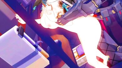 Ruan Mei caught masturbating by subordinate then destroyed hard in Honkai Star Rail hentai