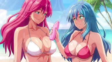 Lesbian beach threesome squirt loud moaning hentai fuck