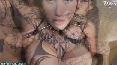 Pretty goth alt girl rides husbands big cock raw cum drip POV