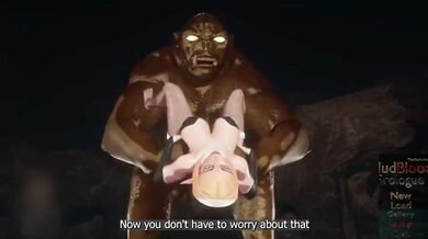 Ogre’s monstrous cock makes her cum loud while husband searches, no escape rough mating press