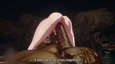 Ogre’s monstrous cock makes her cum loud while husband searches, no escape rough mating press