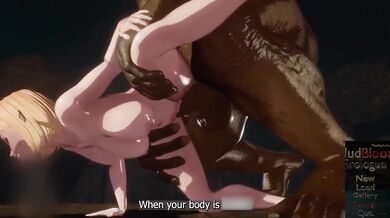 Ogre’s monstrous cock makes her cum loud while husband searches, no escape rough mating press