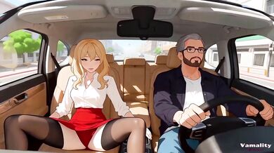 Blonde Stepdaughter Gets Filled in the Car with Big Dick