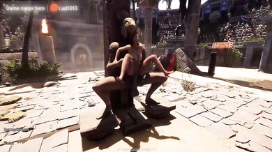 Lara finds the cursed monster cock beneath ancient temple ruins