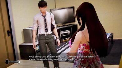 Waifu Academy stepsis gets creampied raw in hentai game
