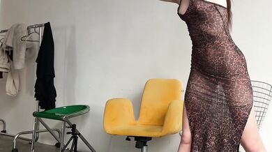 Transparent dress yoga feet goddess stretched flexing big juicy ass