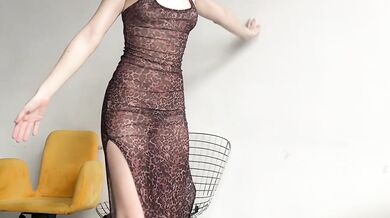 Transparent dress yoga feet goddess stretched flexing big juicy ass