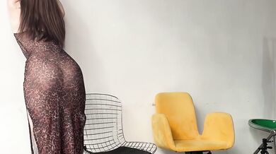 Transparent dress yoga feet goddess stretched flexing big juicy ass