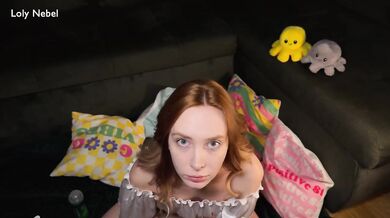 ASMR blowjob with hot redhead teen feet tease and mic pumping
