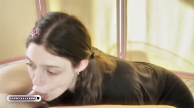 Girl swallowed every drop of cum in her mouth raw deep throats sloppy