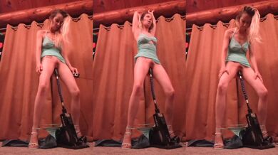 Blonde French Amateur Railed Standing Up by Fuck Machine POV Clip 2