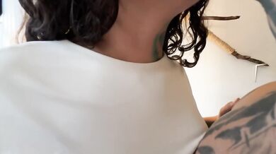 Amateur fetish girl painted in macabre ink by hot tattoo artist