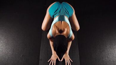 Sensual yoga poses to restore sacral energy with climax tease POV