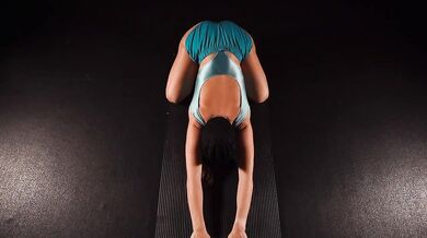 Sensual yoga poses to restore sacral energy with climax tease POV