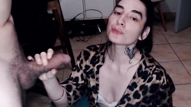 Luli drinks fresh piss from the source gets throat fucked by her big cock husband